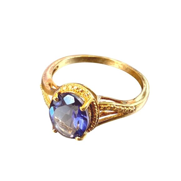 Gold-Plated Sterling Silver Ring with semi precious stone Size 11 - Picture 2 of 5